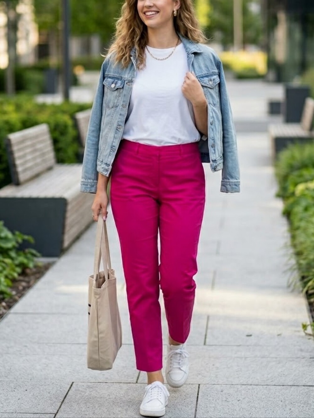 Banana Republic New Sloan Hot Pink Ankle Fit Pants Womens 10 Long Office Casual